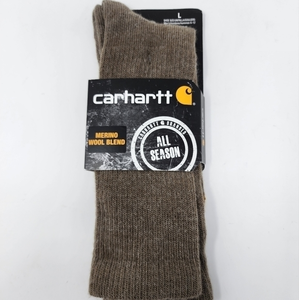 Carhartt Merino Wool Blend All Season Khaki Crew‎ Socks Large 6-12 NWT